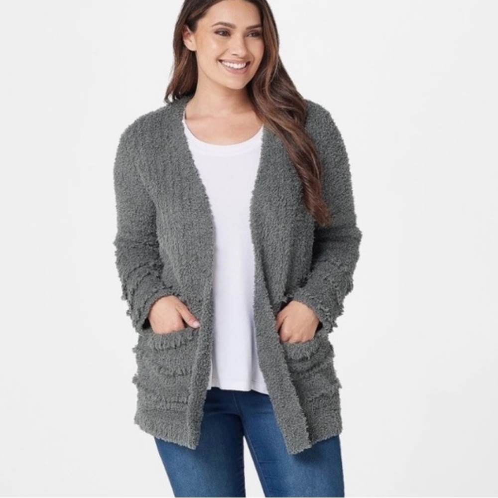 Barefoot Dreams Cardigan Cozychic Boardwalk Agave Green Size L